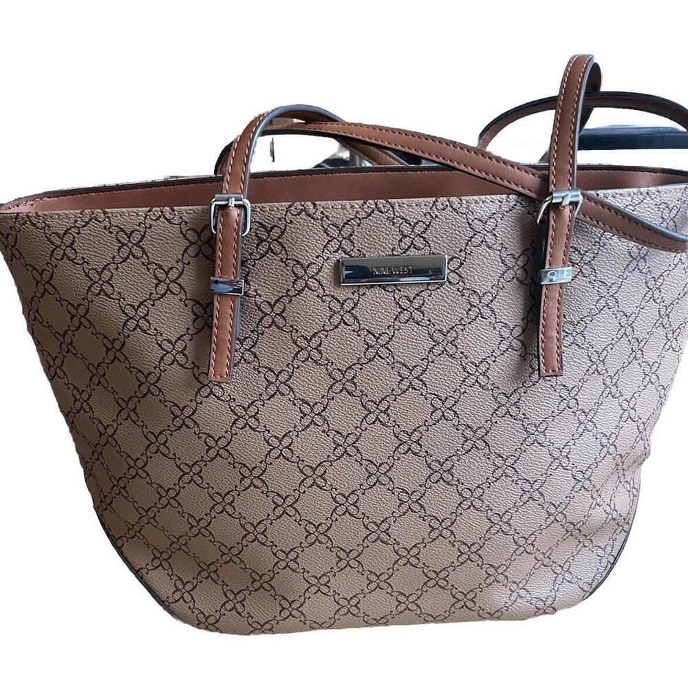 Nine West Tote Bag Large Mocha Logo With